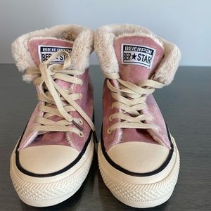 Beierpal 8ER pink faux fur plush velvet  sneakers